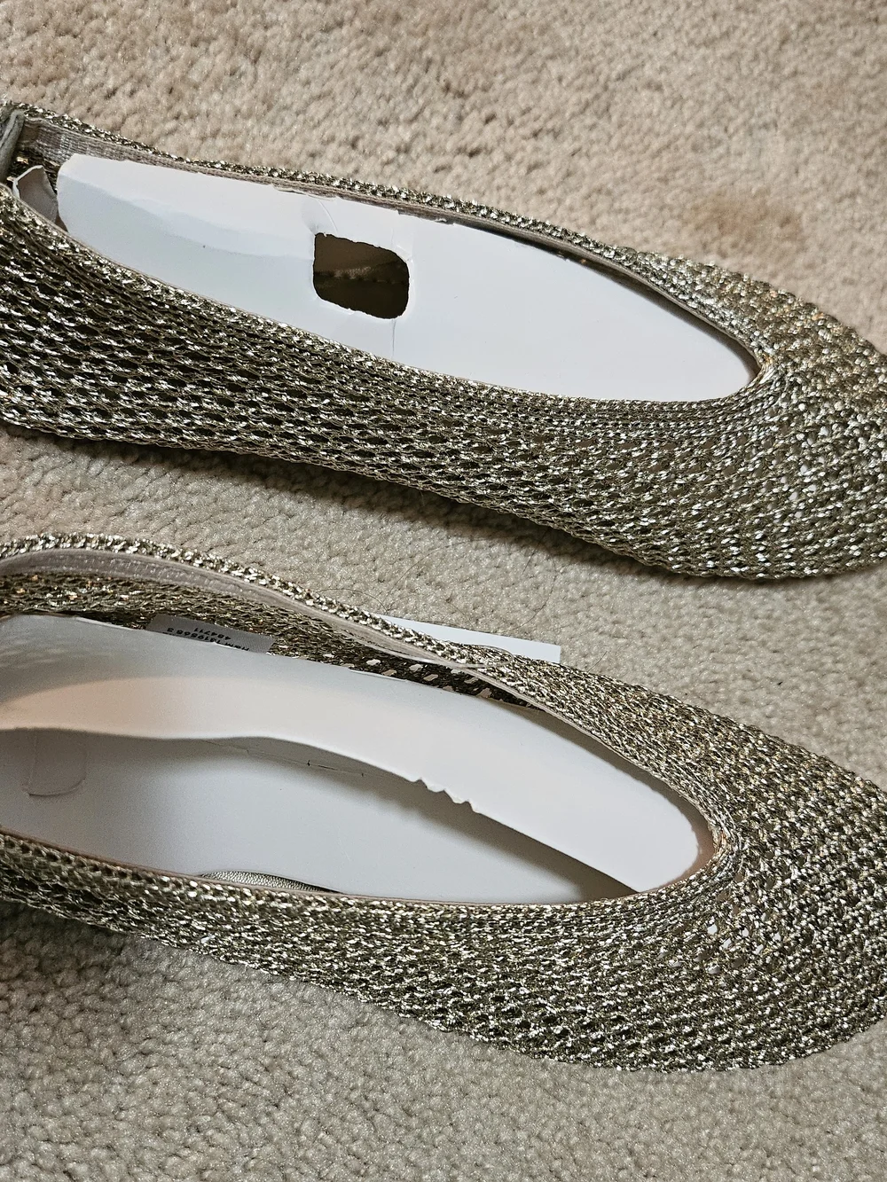 H&M Metallic Gold Knit Slip-On Flats 39 New